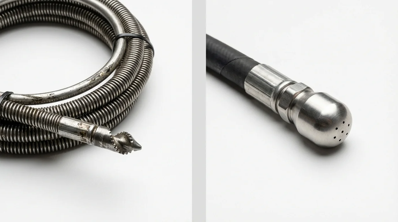 Drain snake cable and hydro jetting nozzle used for drain cleaning in Casa Grande, AZ