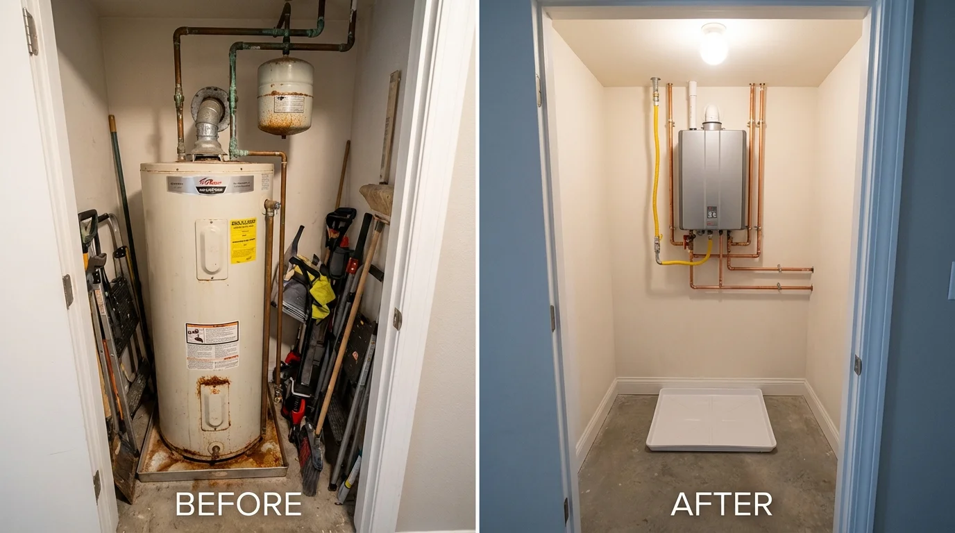 Tank water heater versus wall-mounted tankless unit comparison for Casa Grande, AZ homeowners