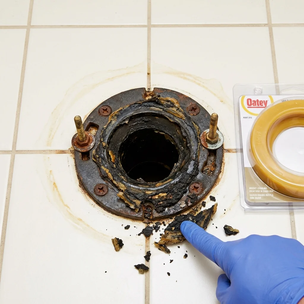 Failed wax ring showing water seepage at the base of a toilet in a Casa Grande, AZ home