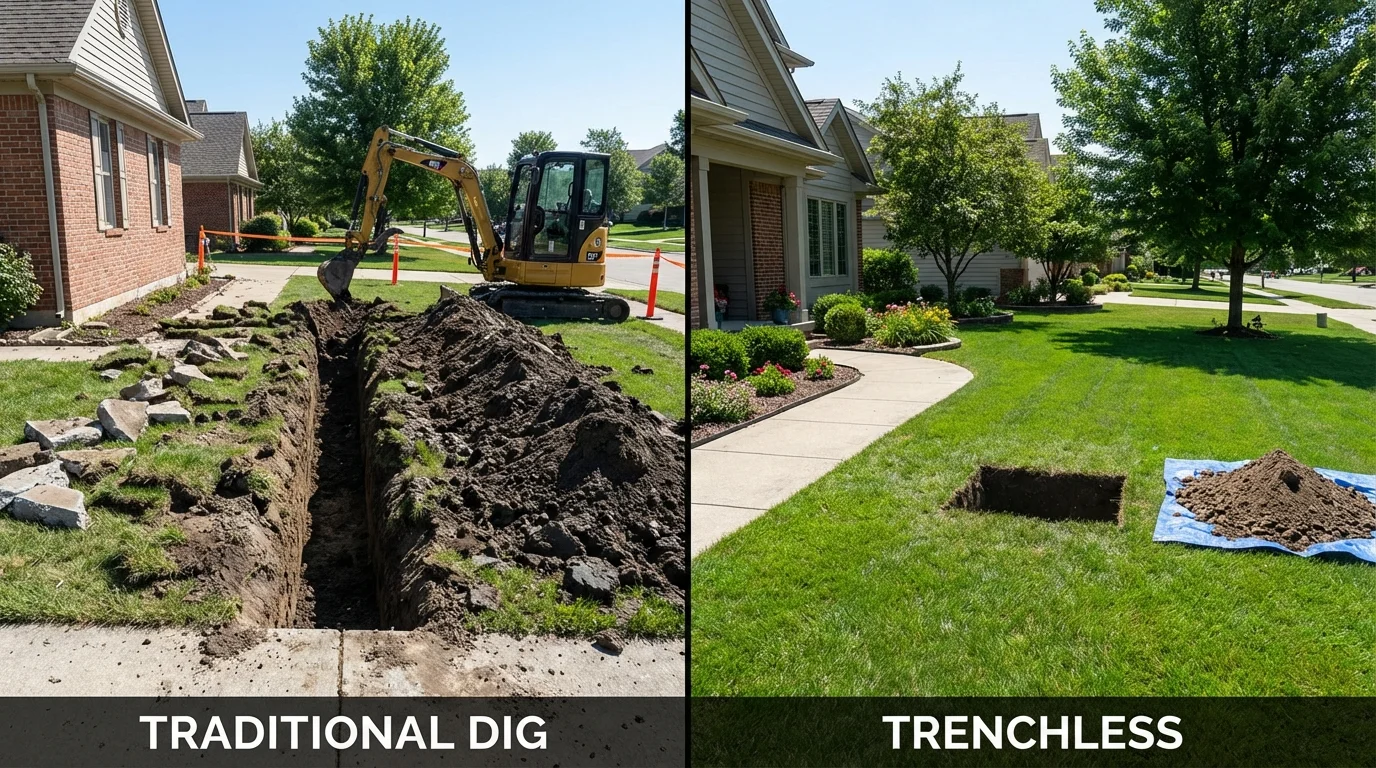 Trenchless sewer repair with minimal yard damage versus traditional excavation in Casa Grande, AZ